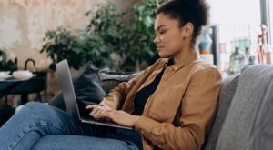 Person working on a laptop